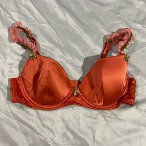 Fairycore Gently Used Satin Underwire Bra in Red and Pink